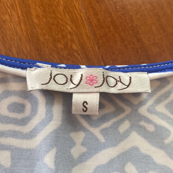 Joy Joy LIKE NEW Abstract Blue & White Mid-Sheath Dress - Sz Small - Picture 3 of 14